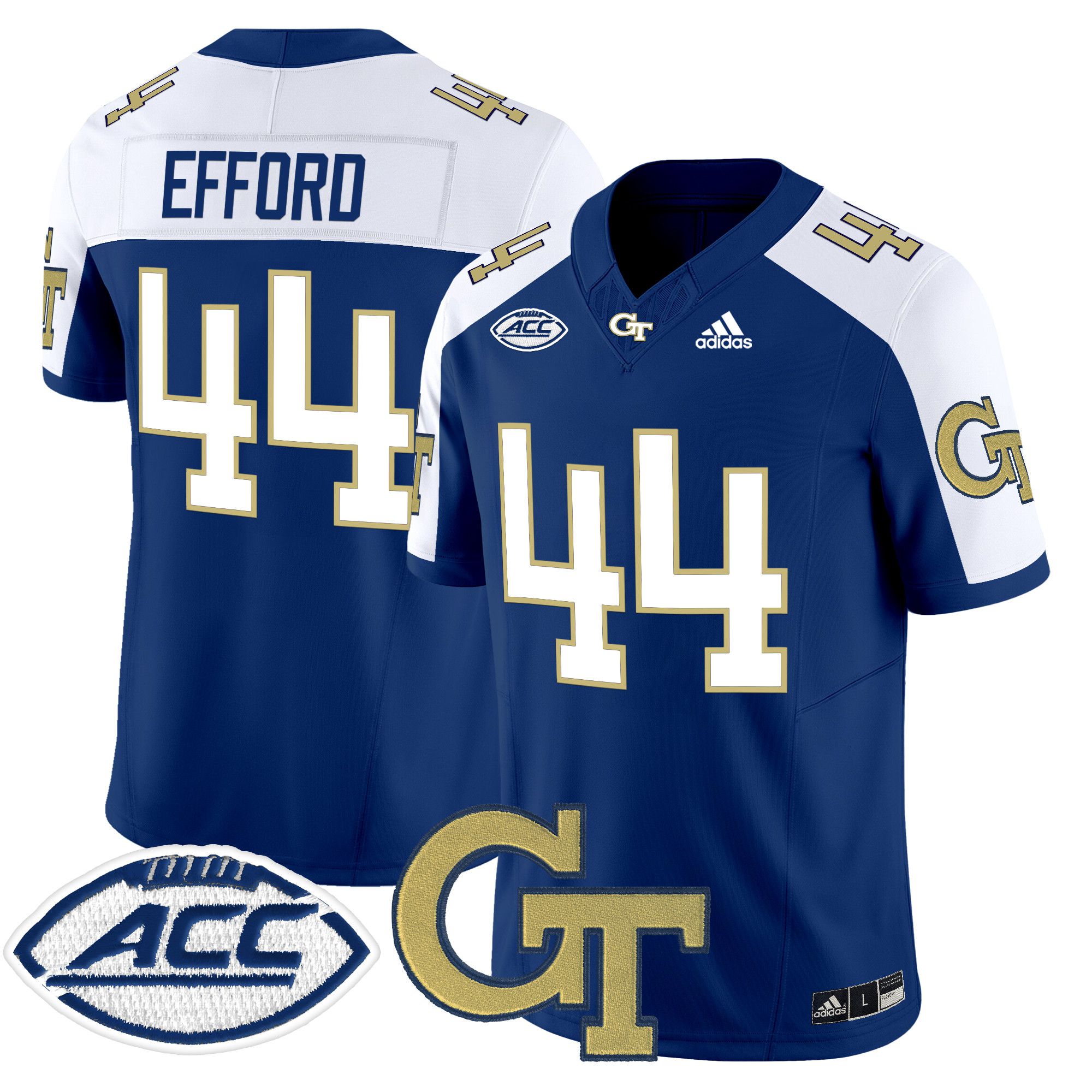 Men Georgia Tech #44 Efford Blue Asidas 2024 Vapor Limited NCAA Jersey